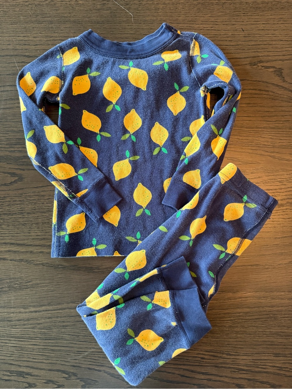 Hanna andersson 3T Kids Navy Lemon Print Pajama Set